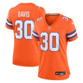 Women's Denver Broncos Terrell Davis Orange Mile High Collection 1977 Throwback Retired Player Game Jersey
