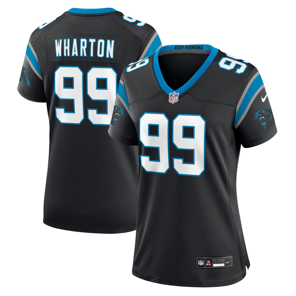 Women's Carolina Panthers Tershawn Wharton Black Team Game Jersey