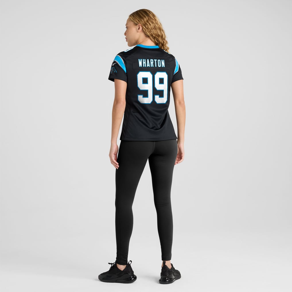 Women's Carolina Panthers Tershawn Wharton Black Team Game Jersey