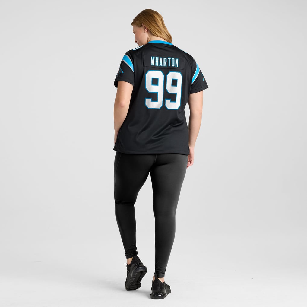 Women's Carolina Panthers Tershawn Wharton Black Team Game Jersey