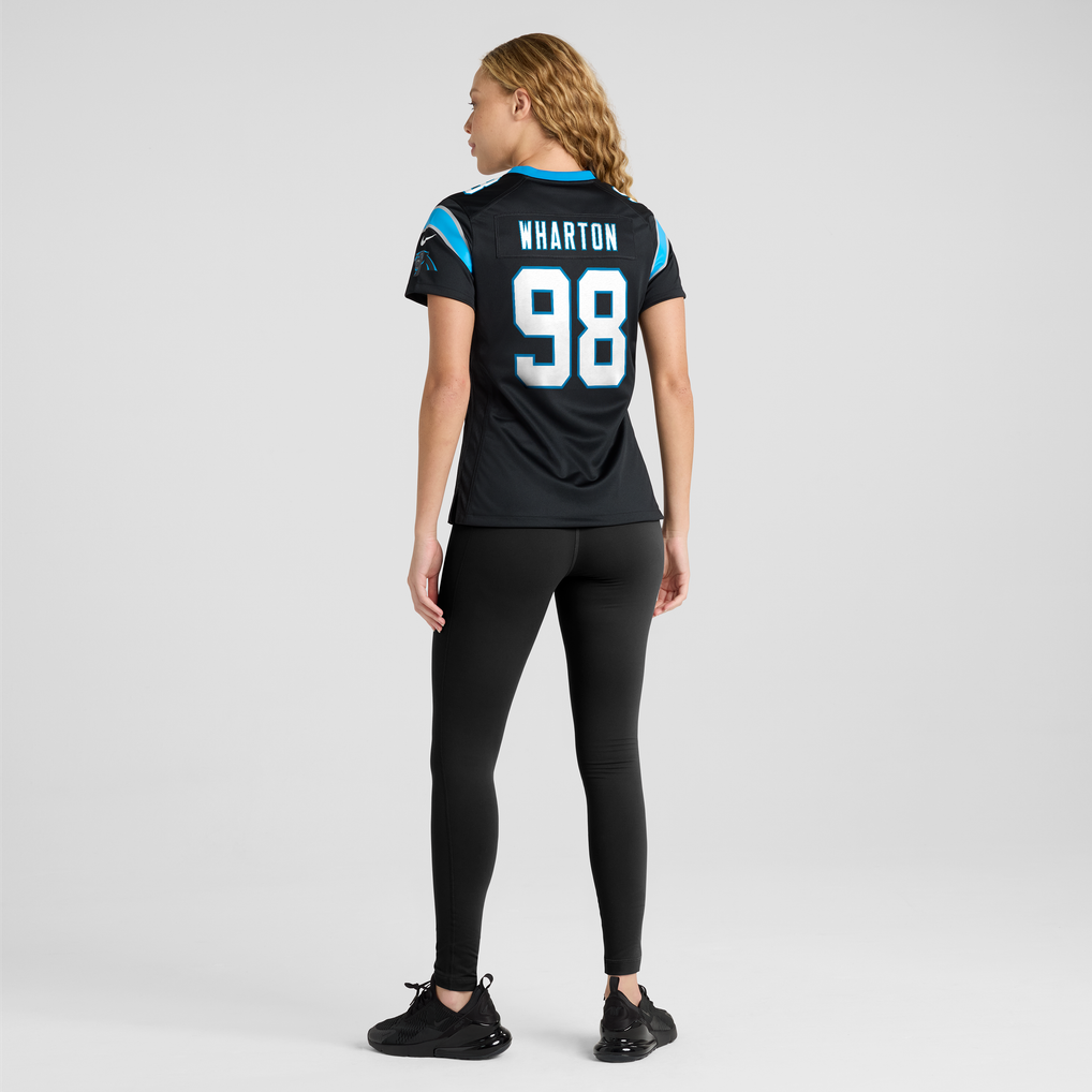 Women's Carolina Panthers Tershawn Wharton Black Team Game Jersey