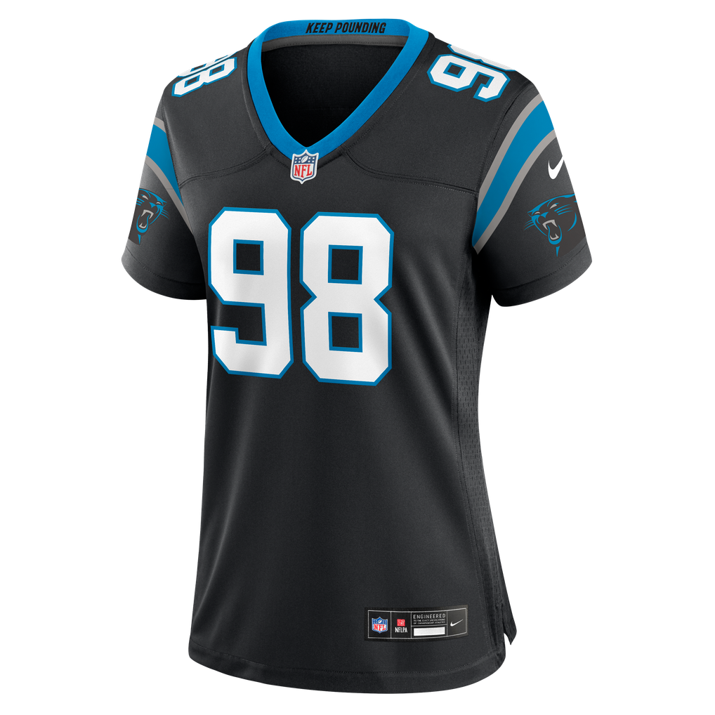 Women's Carolina Panthers Tershawn Wharton Black Team Game Jersey