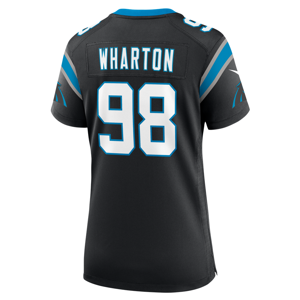 Women's Carolina Panthers Tershawn Wharton Black Team Game Jersey