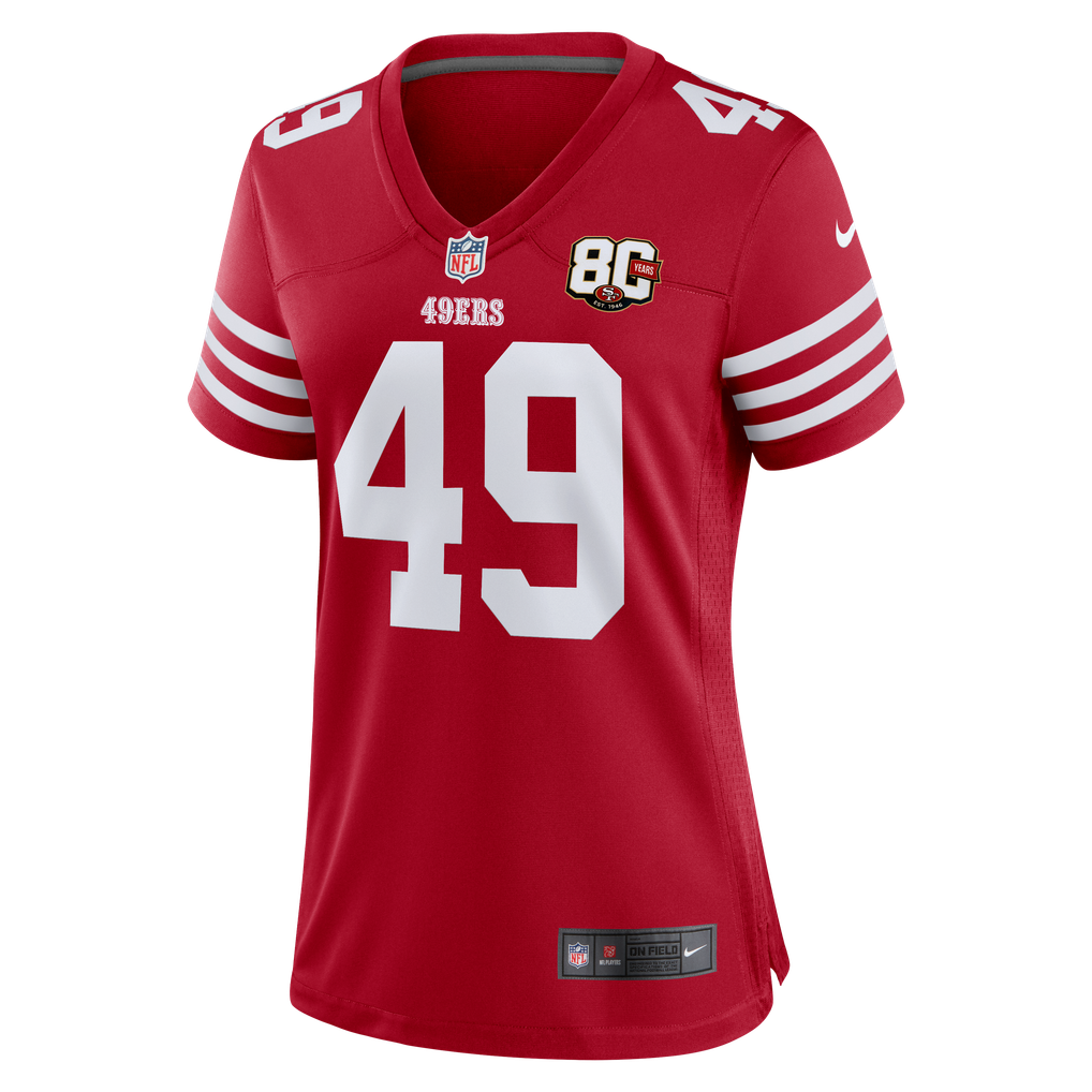 Women's San Francisco 49ers The Faithful Scarlet 80th Anniversary Game Jersey