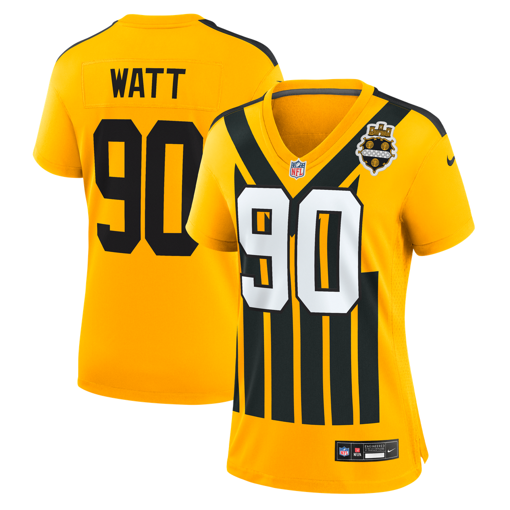 Women's Pittsburgh Steelers T.J. Watt Gold Alternate 1933 Throwback Game Jersey