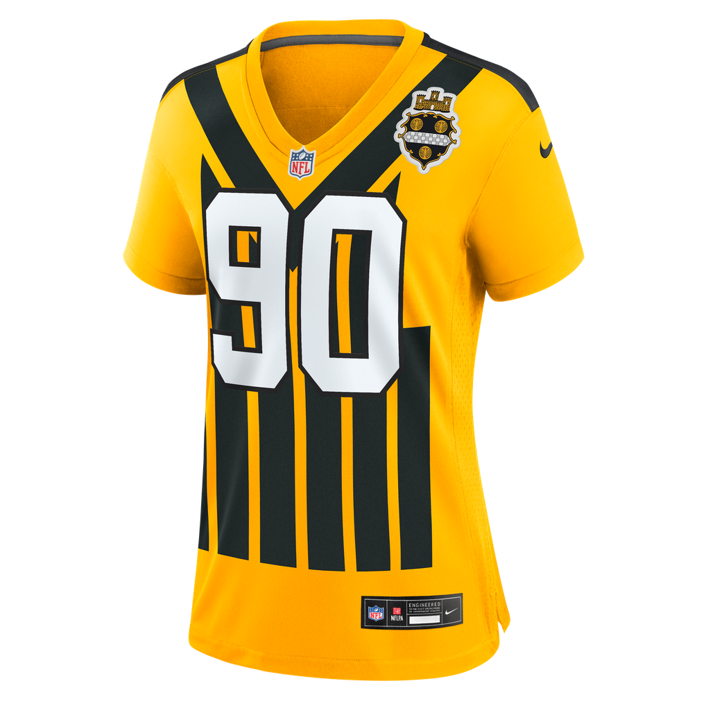 Women's Pittsburgh Steelers T.J. Watt Gold Alternate 1933 Throwback Game Jersey