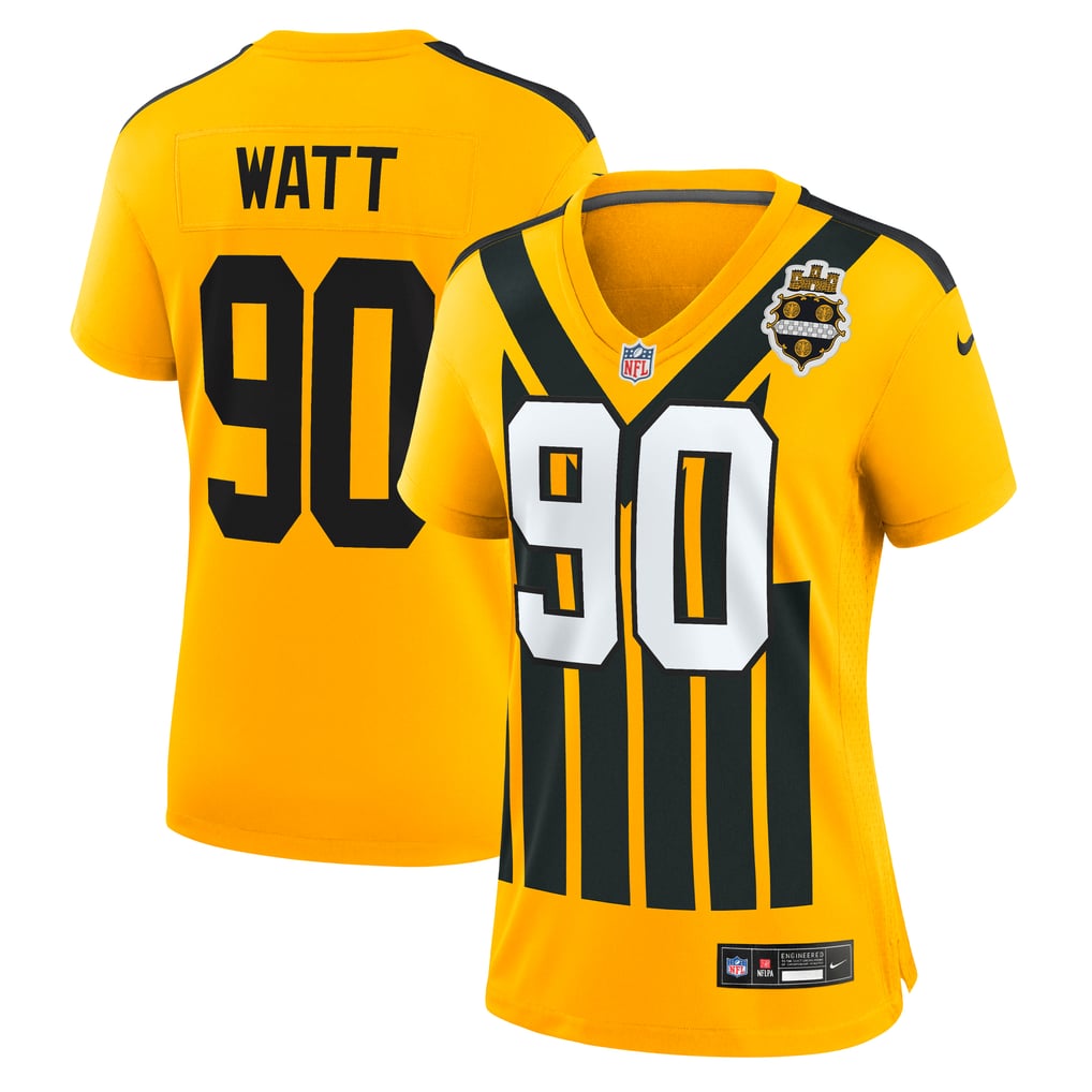 Women's Pittsburgh Steelers T.J. Watt Gold Alternate 1933 Throwback Game Jersey