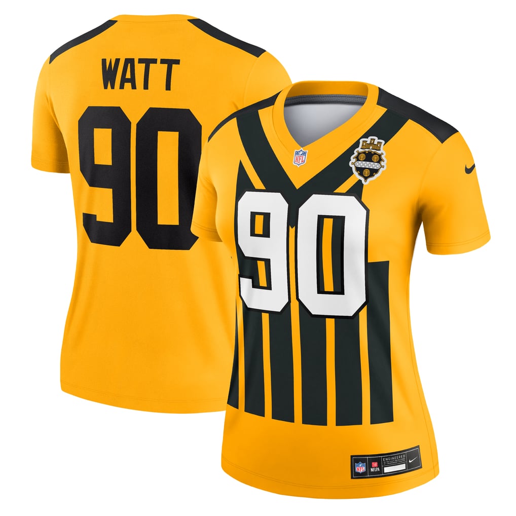 Women's Pittsburgh Steelers T.J. Watt Gold Alternate 1933 Throwback Legend Player Performance Top