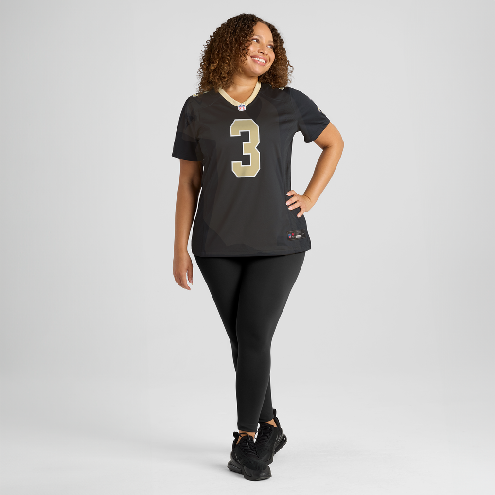 Women's New Orleans Saints Travis Etienne Jr Black Team Game Jersey