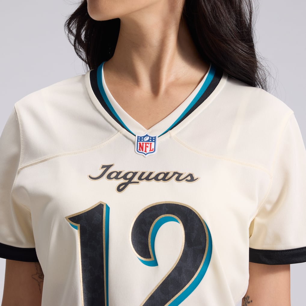 Women's Jacksonville Jaguars Travis Hunter Natural 2026 Rivalries Collection Game Jersey