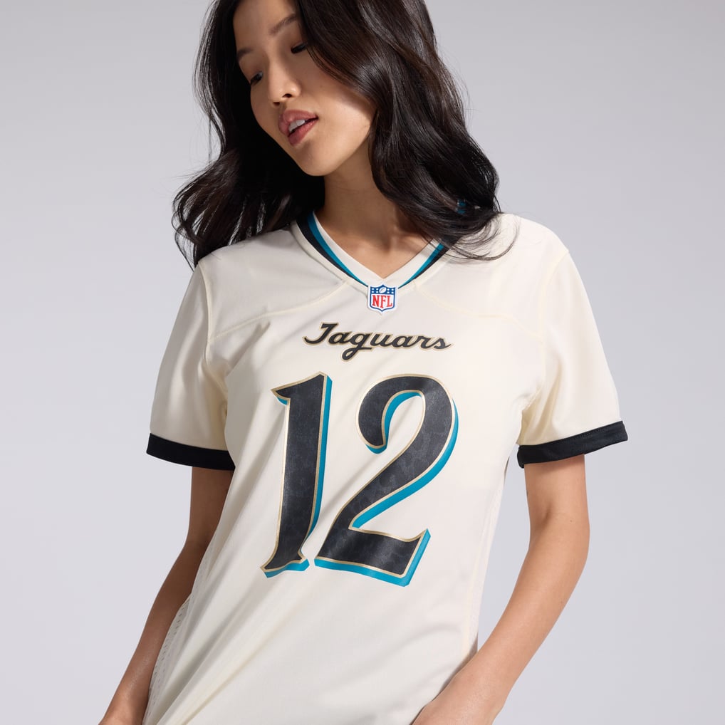 Women's Jacksonville Jaguars Travis Hunter Natural 2026 Rivalries Collection Game Jersey