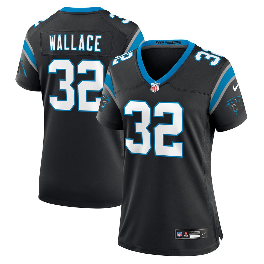 Women's Carolina Panthers Trevin Wallace Black Team Game Jersey