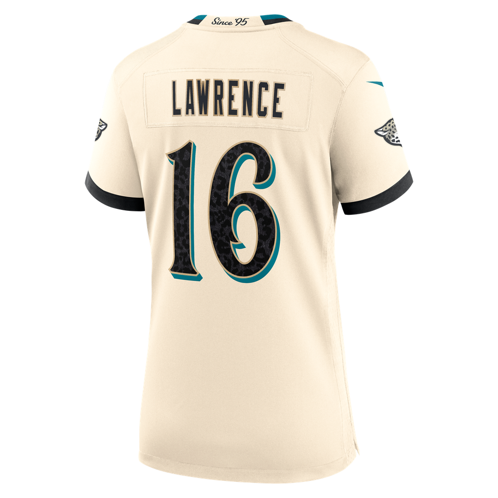 Women's Jacksonville Jaguars Trevor Lawrence Natural 2026 Rivalries Collection Game Jersey