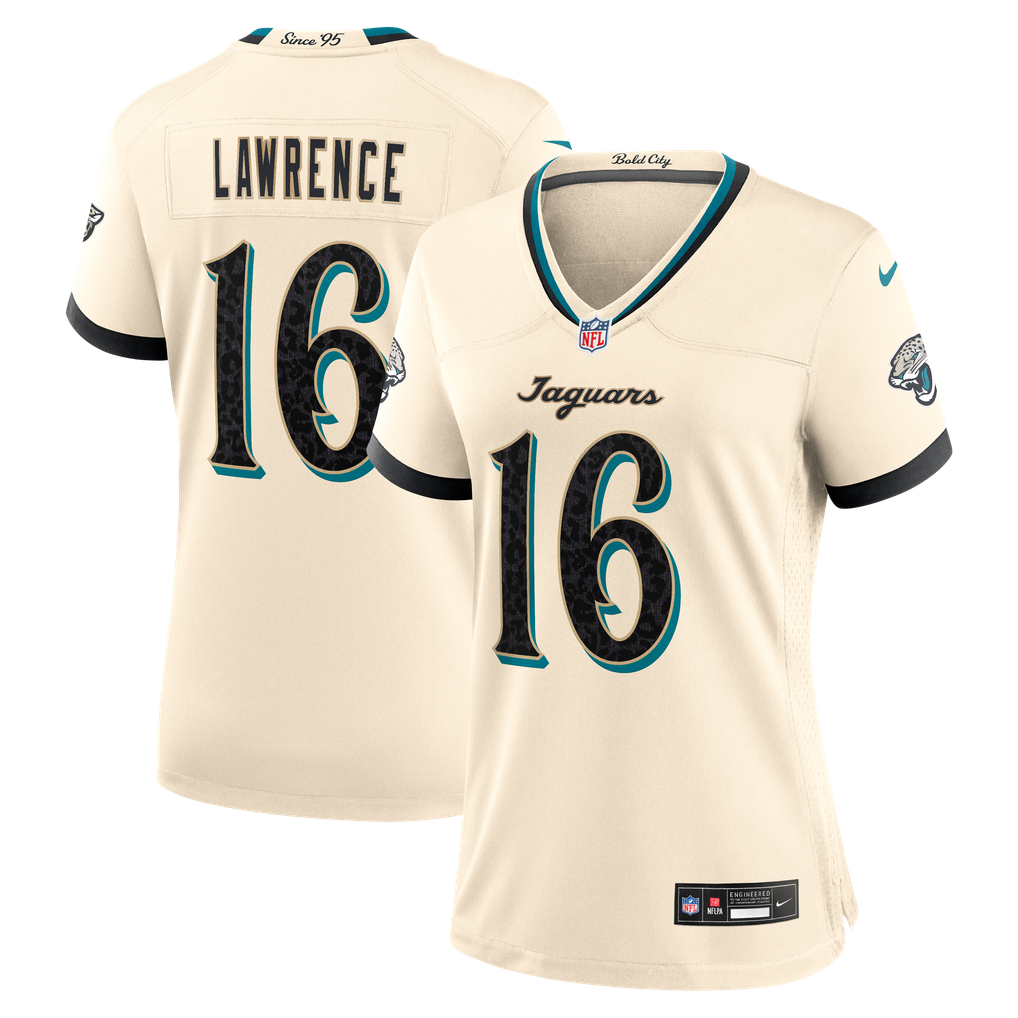 Women's Jacksonville Jaguars Trevor Lawrence Natural 2026 Rivalries Collection Game Jersey