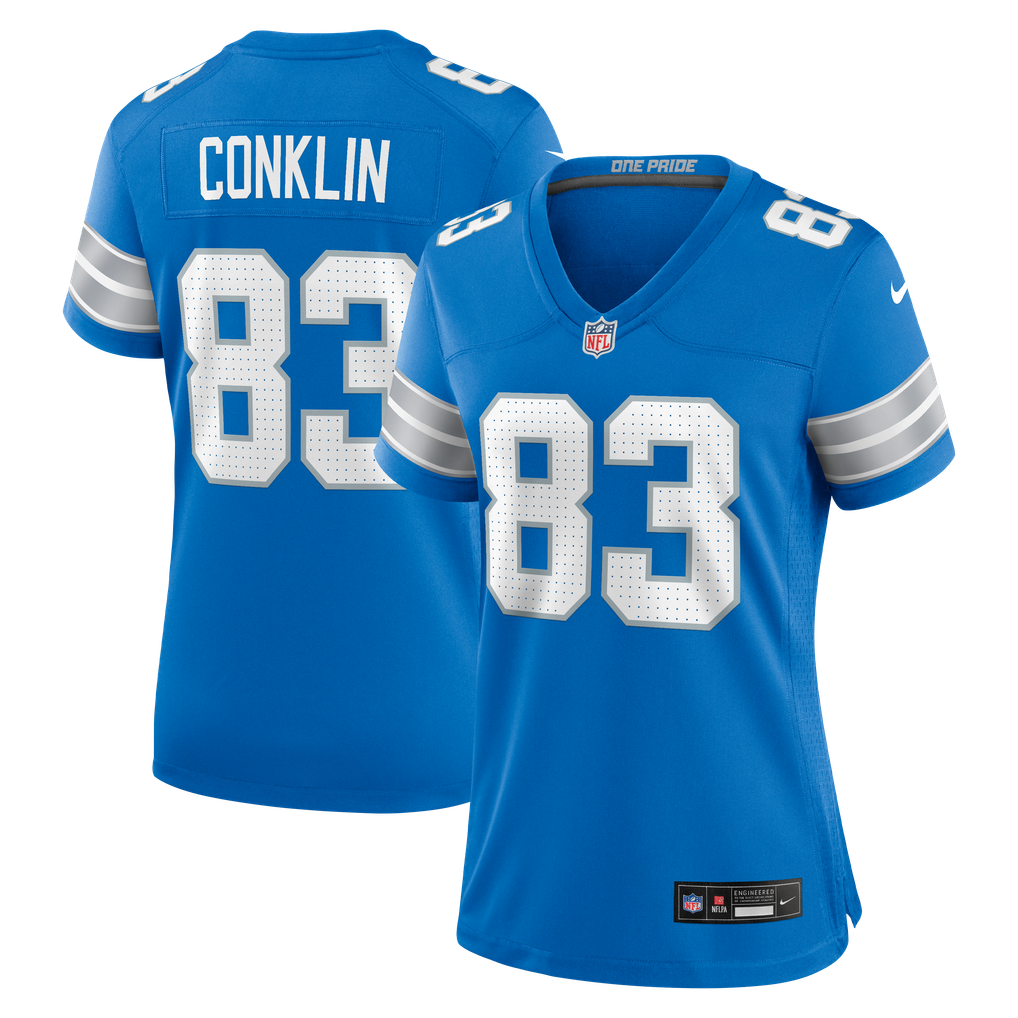Women's Detroit Lions Tyler Conklin Blue Team Game Jersey