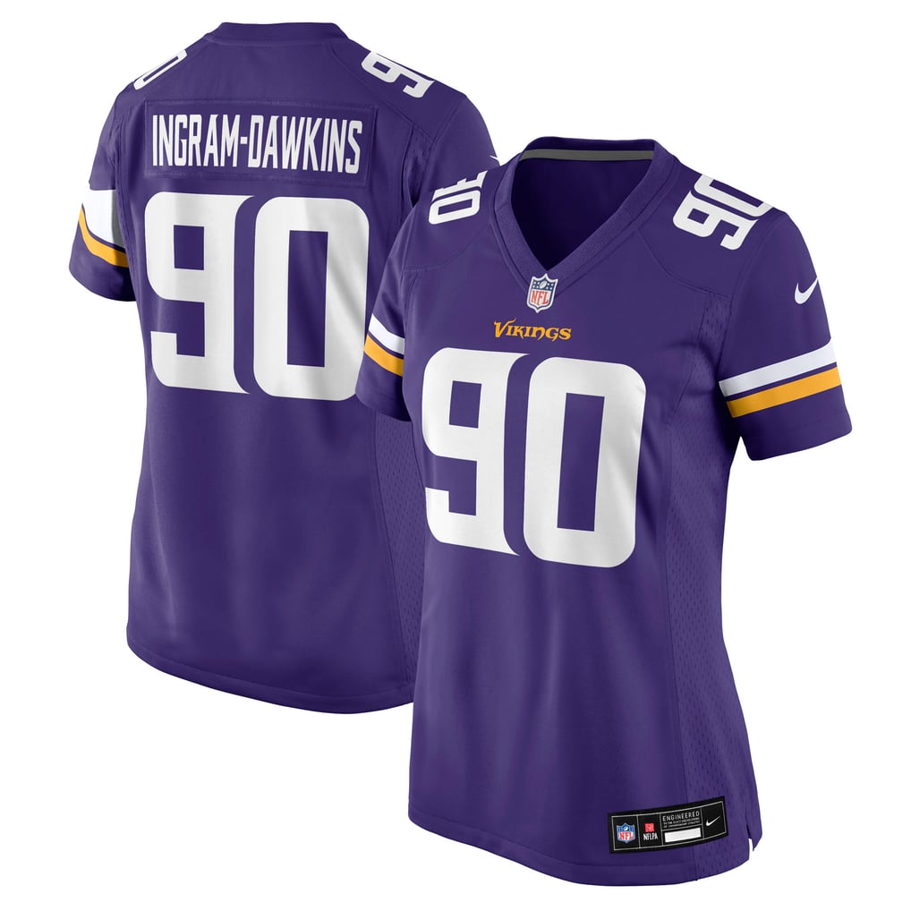 Women's Minnesota Vikings Tyrion Ingram-Dawkins Purple Team Game Jersey