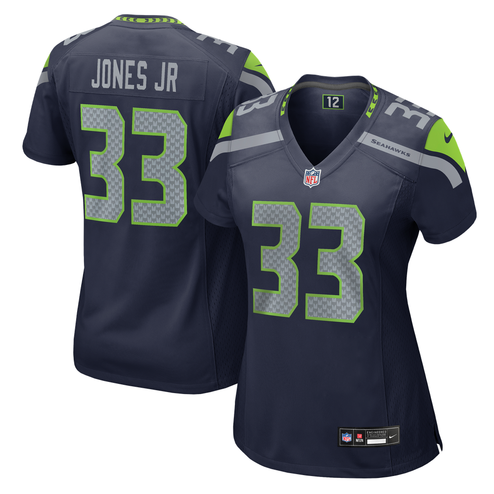 Women's Seattle Seahawks Velus Jones Jr. College Navy Team Game Jersey