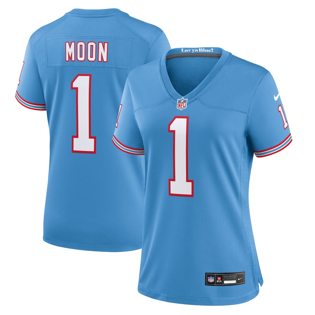 Women's Tennessee Titans Warren Moon Light Blue Oilers Throwback Retired Player Game Jersey