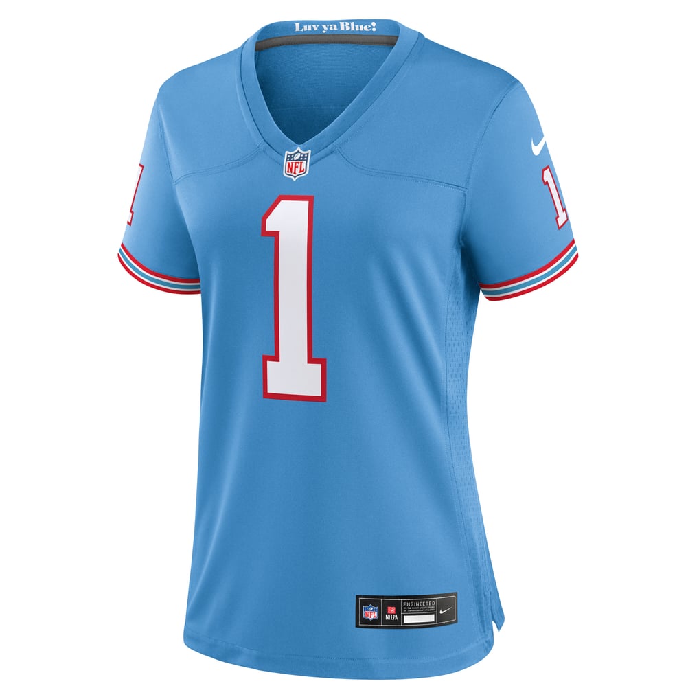 Women's Tennessee Titans Warren Moon Light Blue Oilers Throwback Retired Player Game Jersey