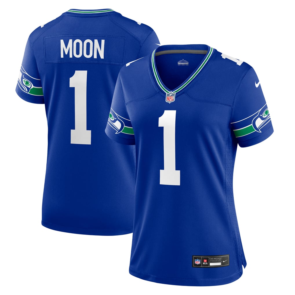 Women's Seattle Seahawks Warren Moon Royal Throwback Retired Player Game Jersey