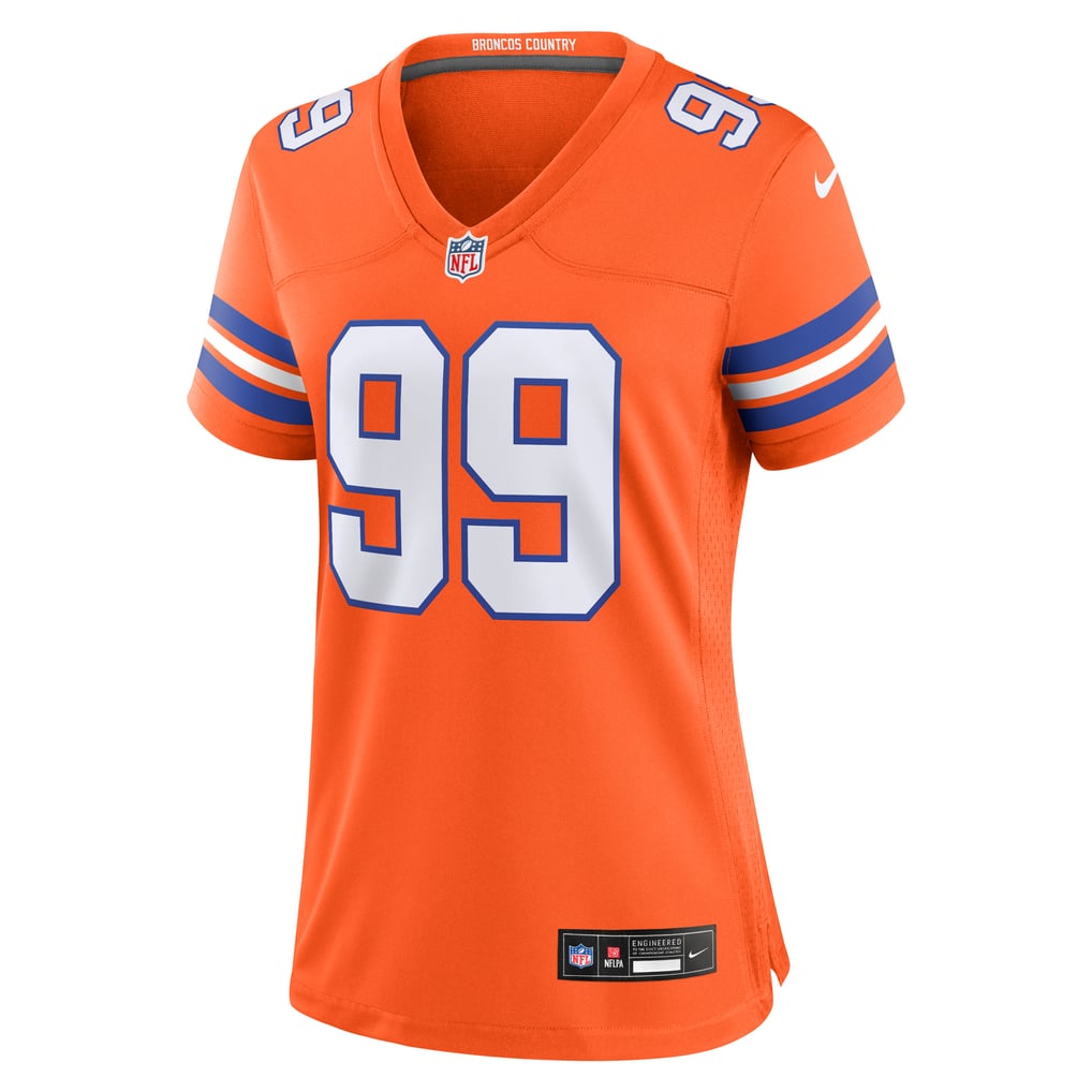Women's Denver Broncos Zach Allen Orange Mile High Collection 1977 Throwback Player Game Jersey