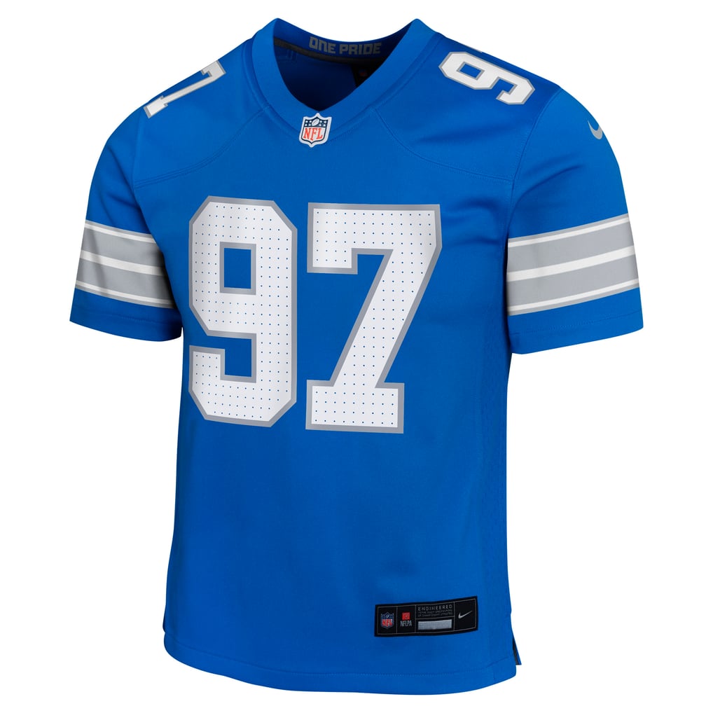 Youth Detroit Lions Aidan Hutchinson Blue Game Jersey