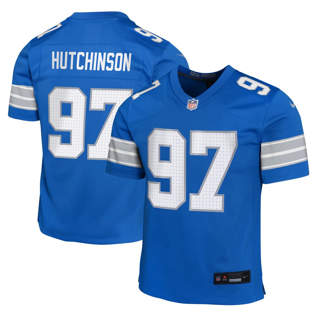 Youth Detroit Lions Aidan Hutchinson Blue Game Jersey