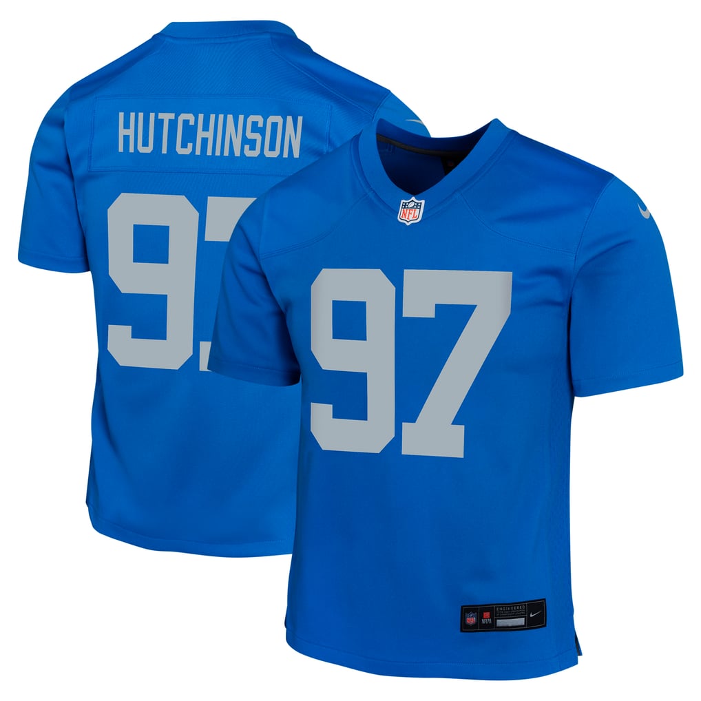 Youth Detroit Lions Aidan Hutchinson Blue Game Jersey