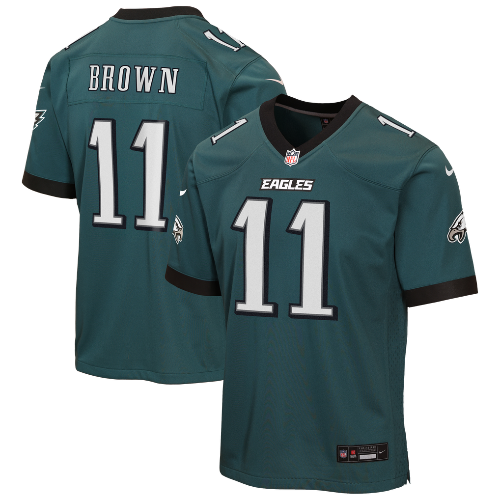 Youth Philadelphia Eagles A.J. Brown Midnight Green Team Game Jersey