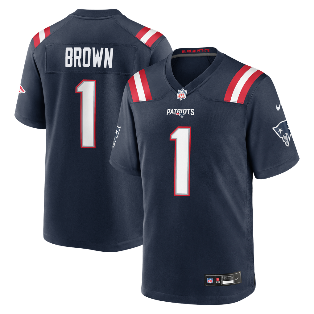 Youth New England Patriots A.J. Brown Navy Team Game Jersey