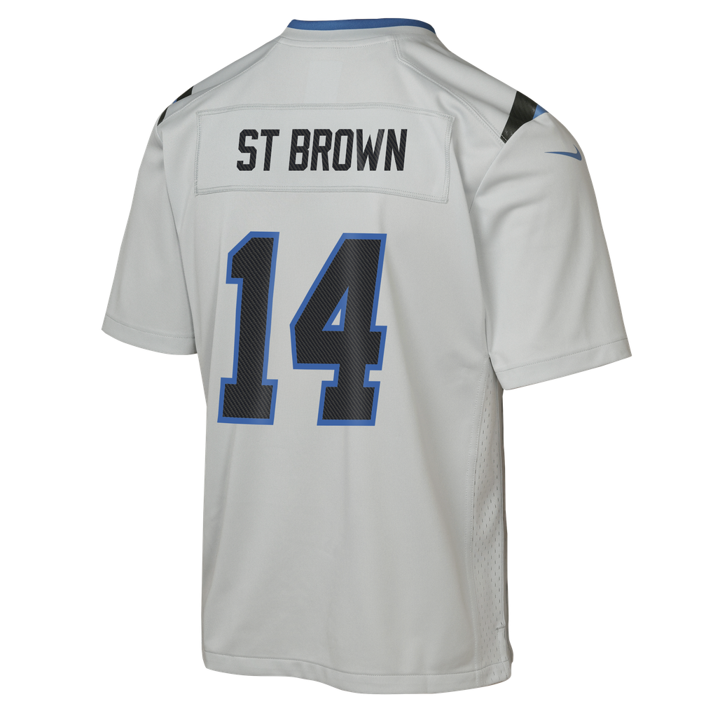 Youth Detroit Lions Amon-Ra St. Brown Silver 2026 Rivalries Collection Game Jersey