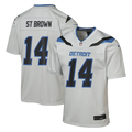 Youth Detroit Lions Amon-Ra St. Brown Silver 2026 Rivalries Collection Game Jersey