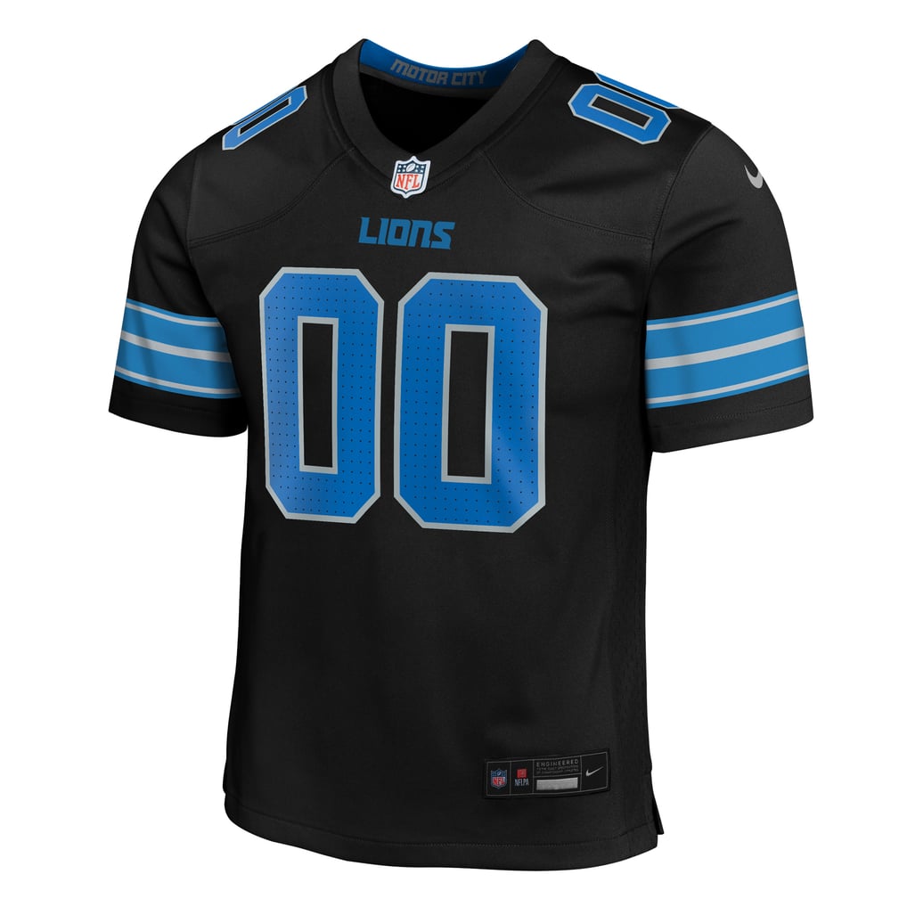 Youth Detroit Lions Black Alternate Custom Game Jersey