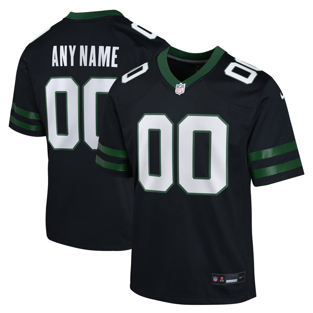 Youth New York Jets Black Alternate Custom Game Jersey