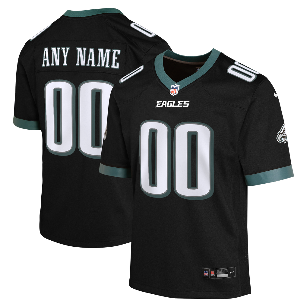 Youth Philadelphia Eagles Black Alternate Custom Game Jersey