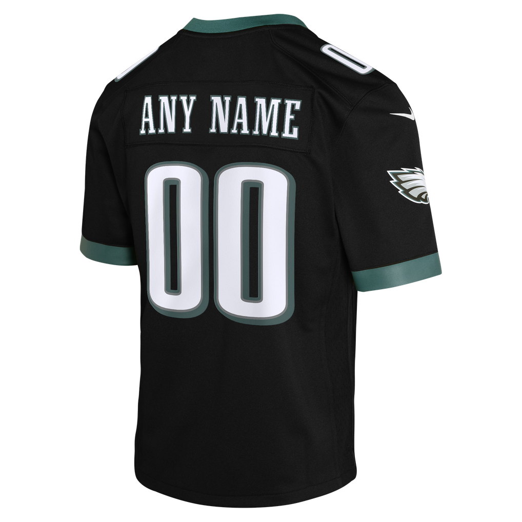 Youth Philadelphia Eagles Black Alternate Custom Game Jersey