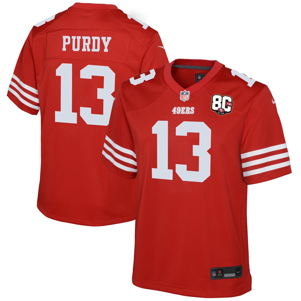 Youth San Francisco 49ers Brock Purdy Scarlet 80th Anniversary Game Jersey
