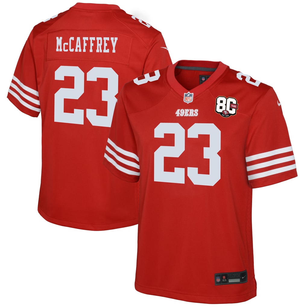 Youth San Francisco 49ers Christian McCaffrey Scarlet 80th Anniversary Game Jersey
