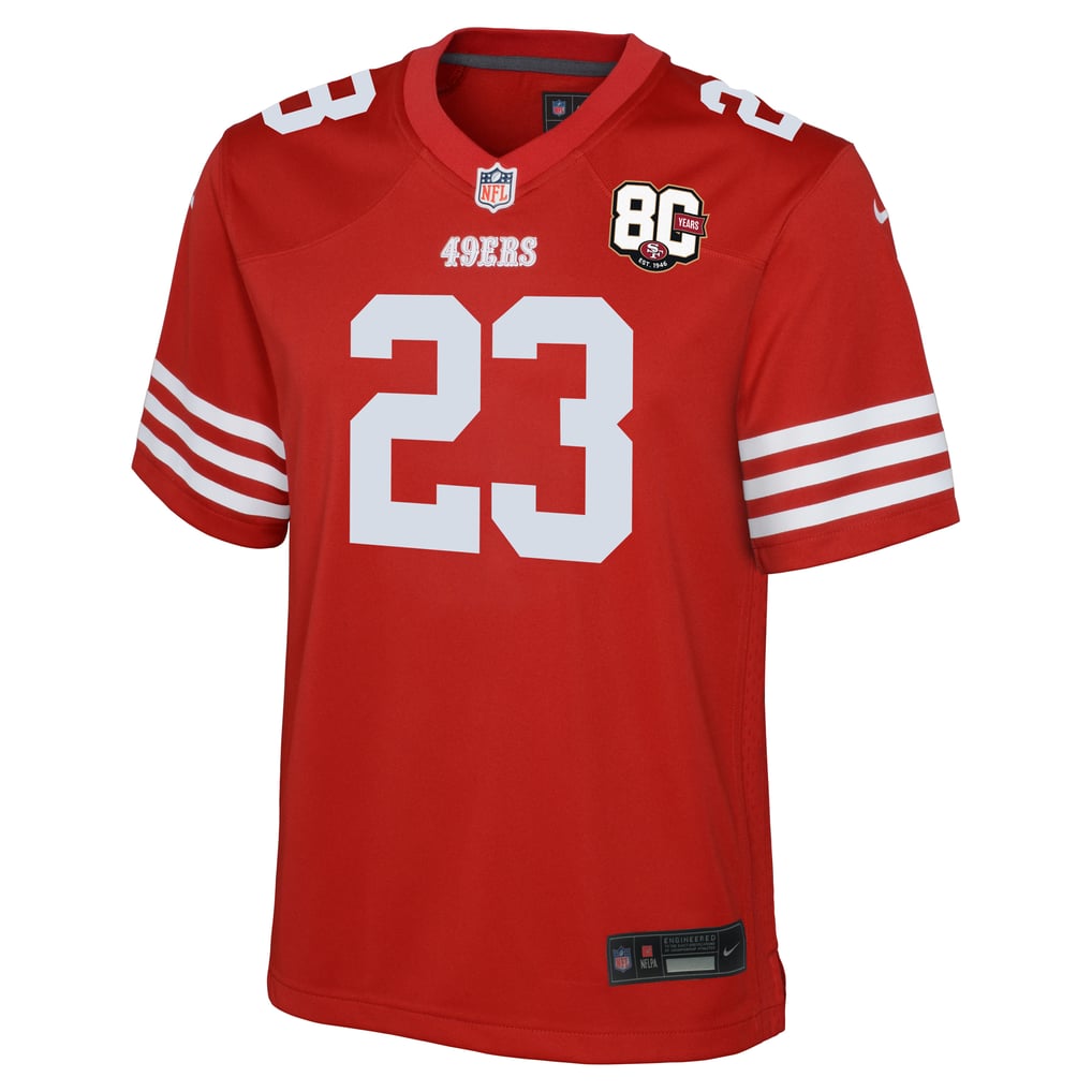 Youth San Francisco 49ers Christian McCaffrey Scarlet 80th Anniversary Game Jersey