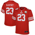 Youth San Francisco 49ers Christian McCaffrey Scarlet 80th Anniversary Game Jersey