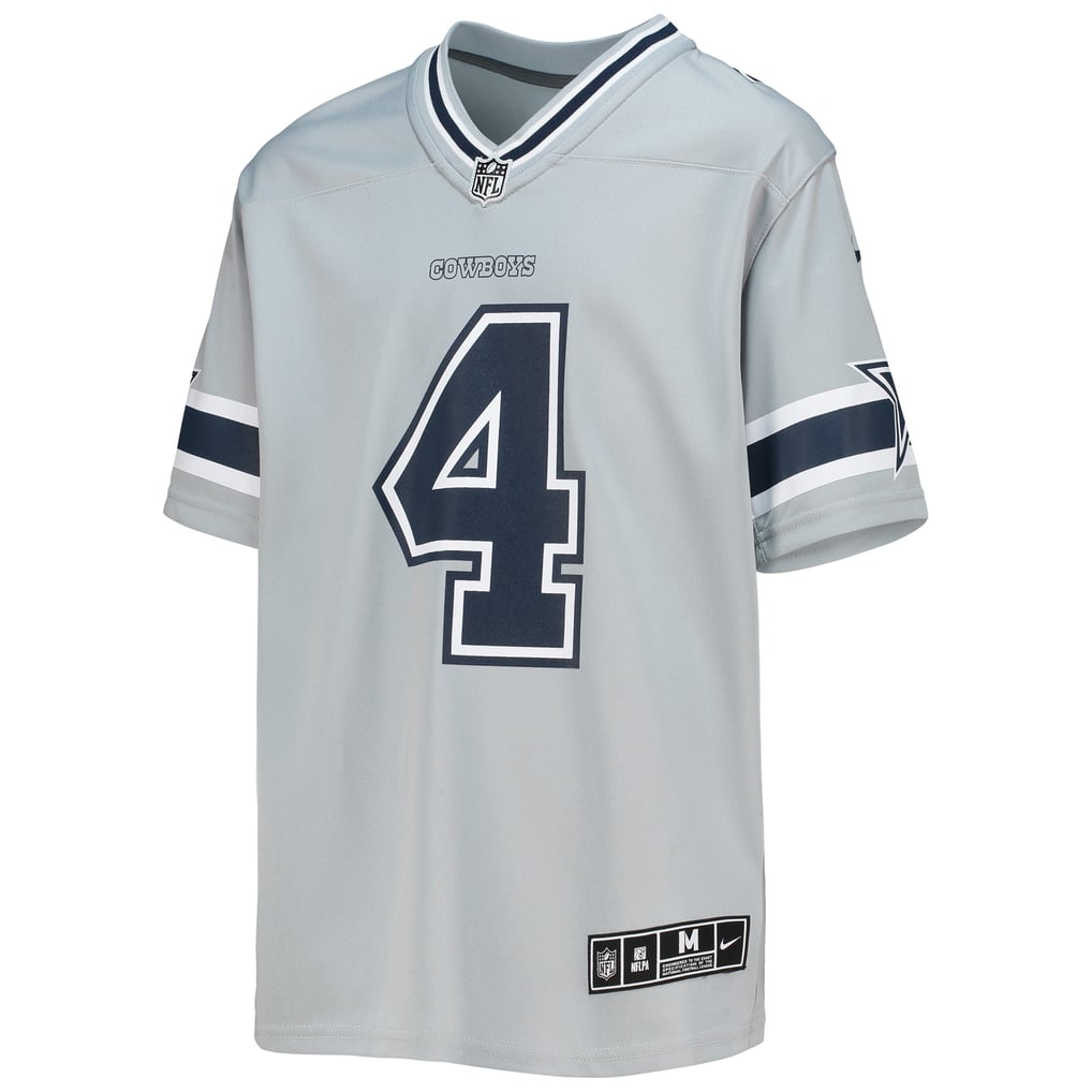 Youth Dallas Cowboys Dak Prescott Silver Inverted Team Game Jersey