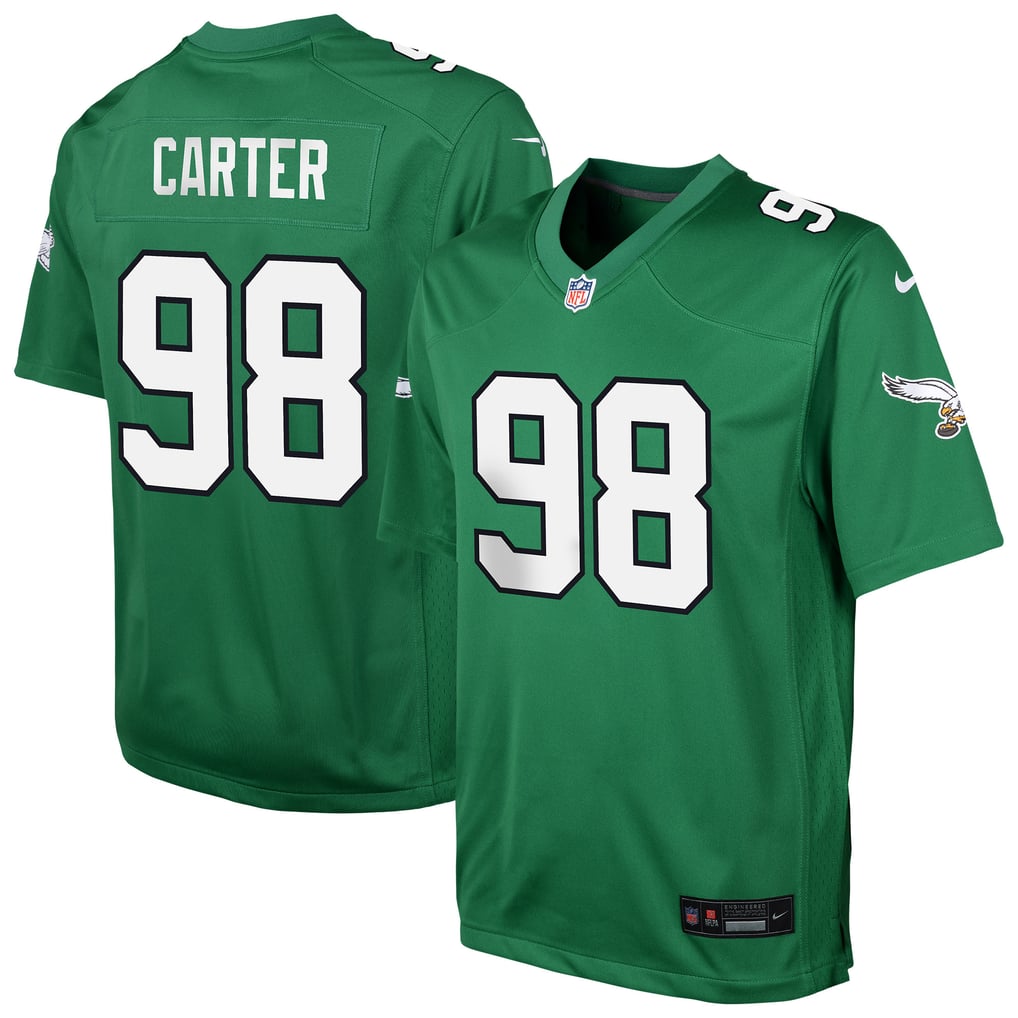 Youth Philadelphia Eagles Jalen Carter Kelly Green Game Jersey