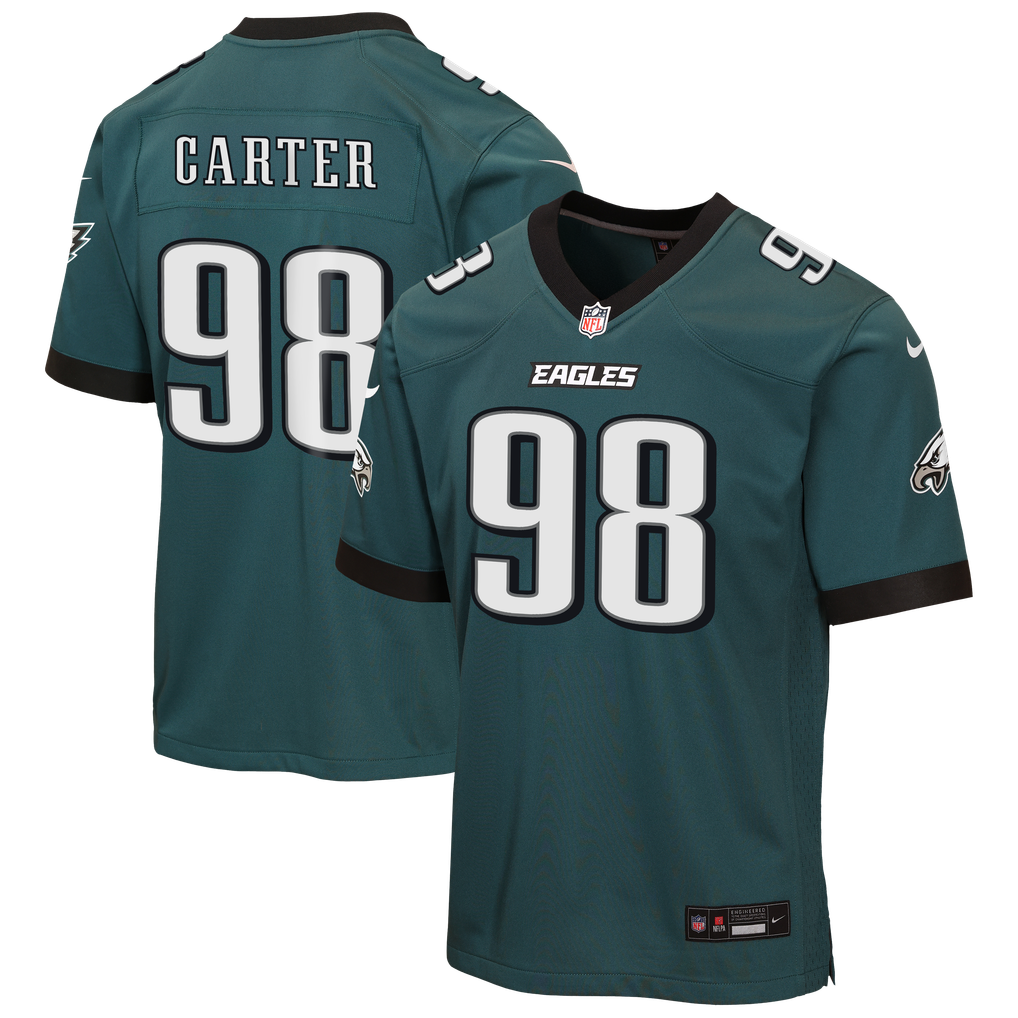 Youth Philadelphia Eagles Jalen Carter Midnight Green Team Game Jersey