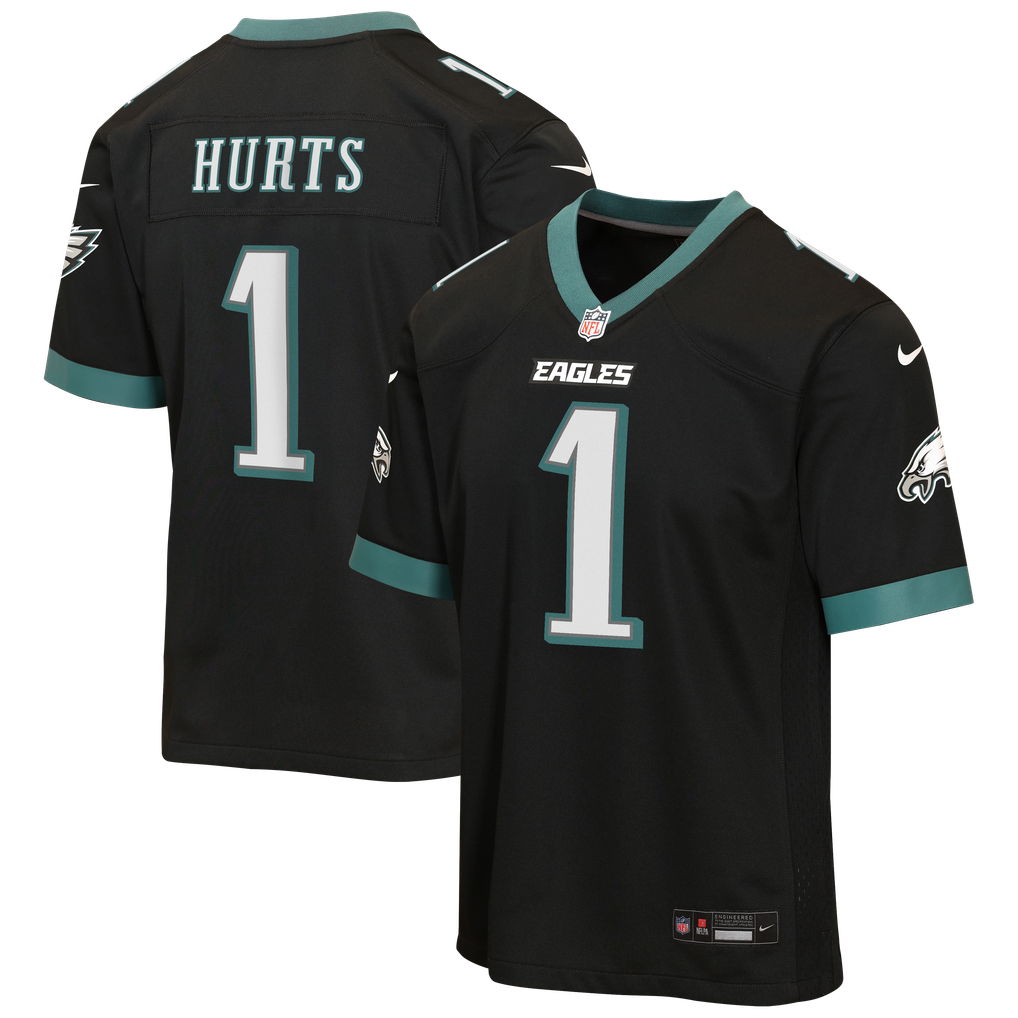 Youth Philadelphia Eagles Jalen Hurts Black Alternate Game Jersey