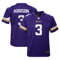 Youth Minnesota Vikings Jordan Addison Purple Game Jersey