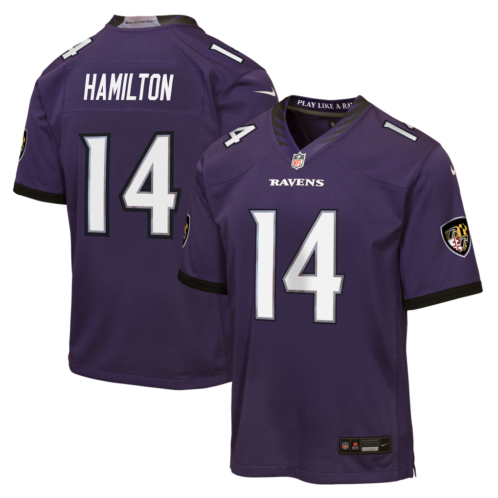 Youth Baltimore Ravens Kyle Hamilton Purple Team Game Jersey