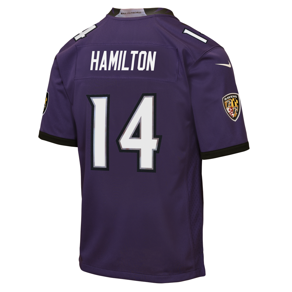 Youth Baltimore Ravens Kyle Hamilton Purple Team Game Jersey