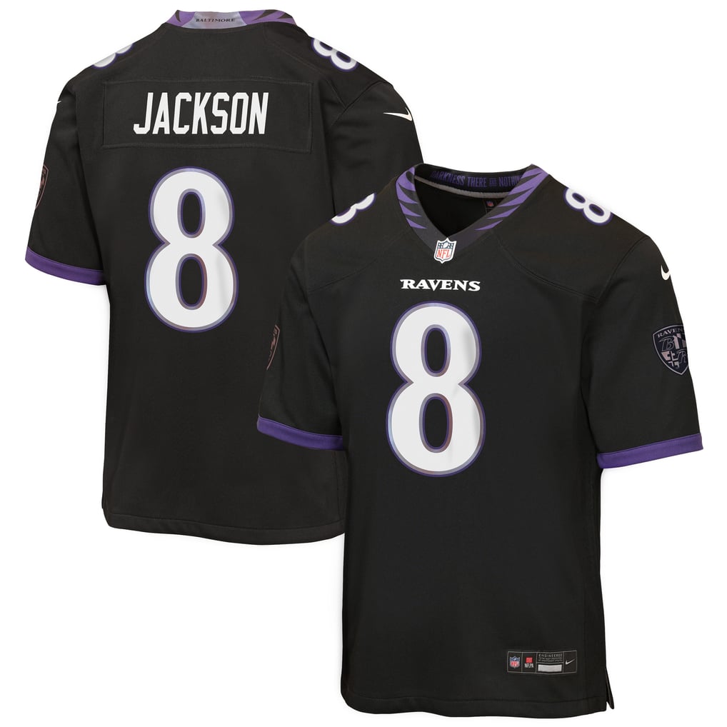 Youth Baltimore Ravens Lamar Jackson Black Alternate Game Jersey