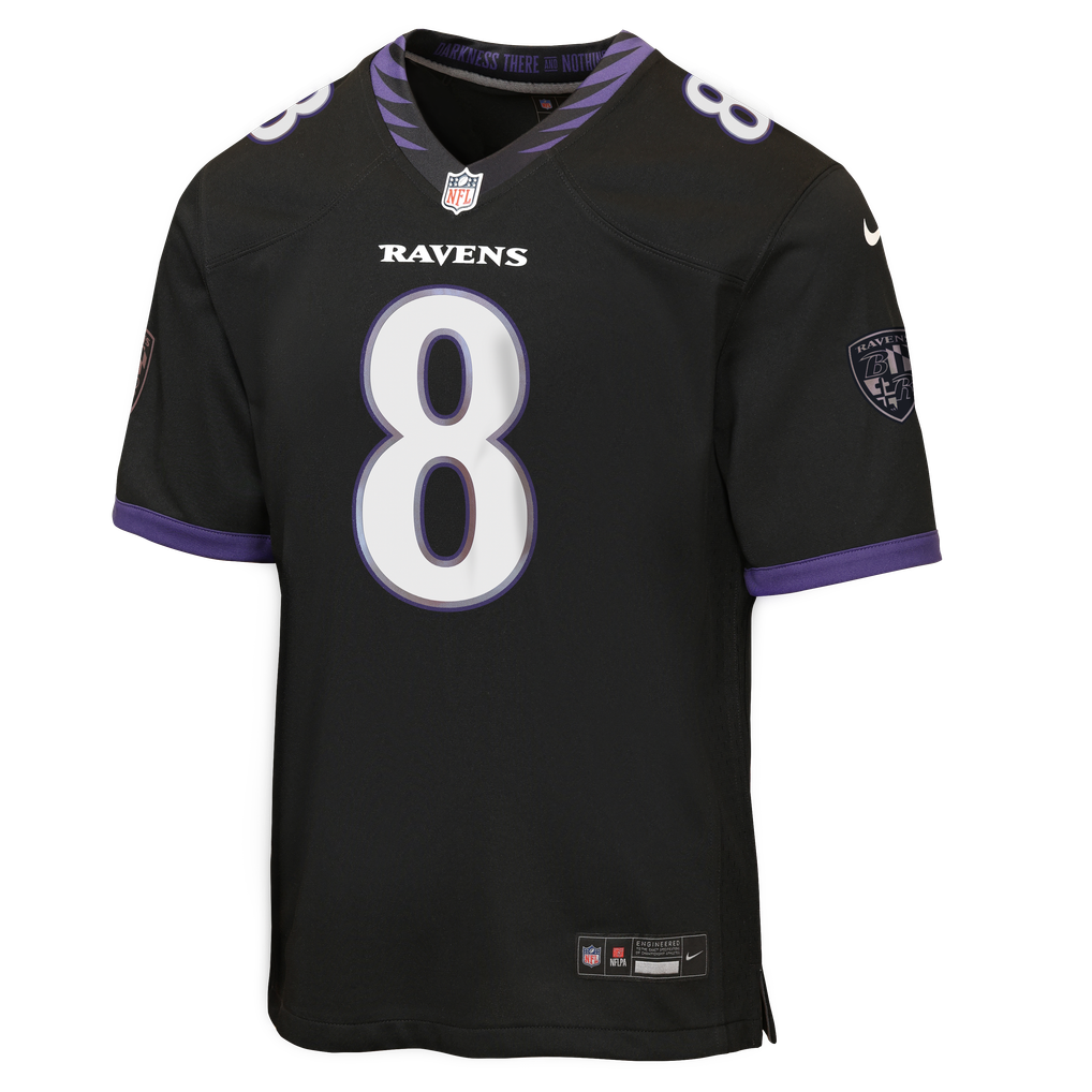 Youth Baltimore Ravens Lamar Jackson Black Alternate Game Jersey
