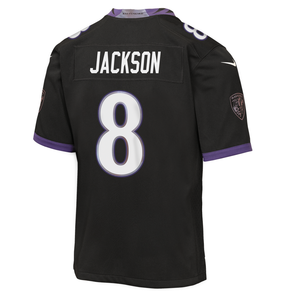 Youth Baltimore Ravens Lamar Jackson Black Alternate Game Jersey